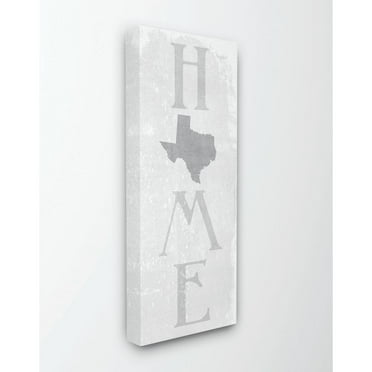 Stupell Industries Texas Home State Map Grey Textured Word Design Canvas Wall Art by Daphne Polselli