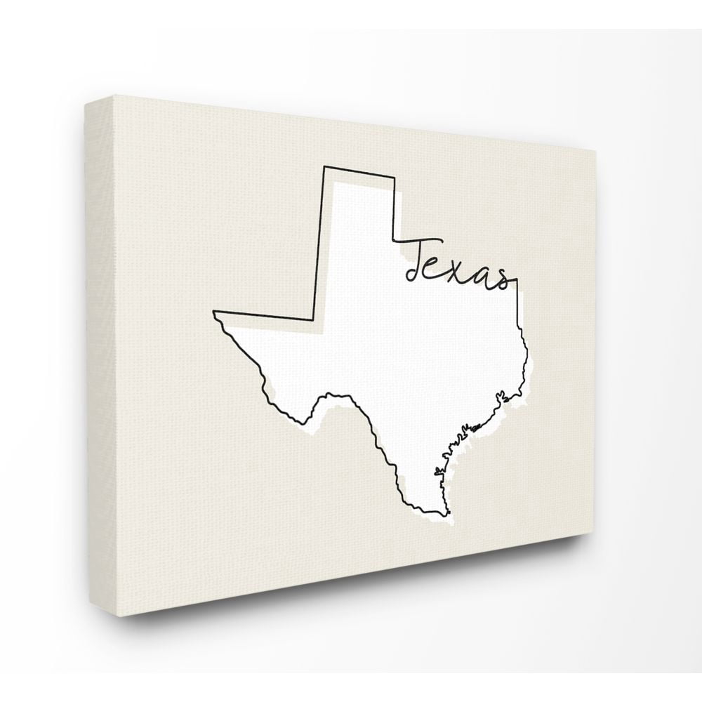 Stupell Industries Texas Home State Map Neutral Print Design Canvas Wall Art by Daphne Polselli