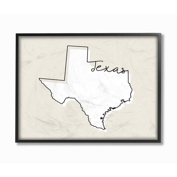 Stupell Industries Texas Home State Map Neutral Print Design Framed Giclee Texturized Art by Daphne Polselli