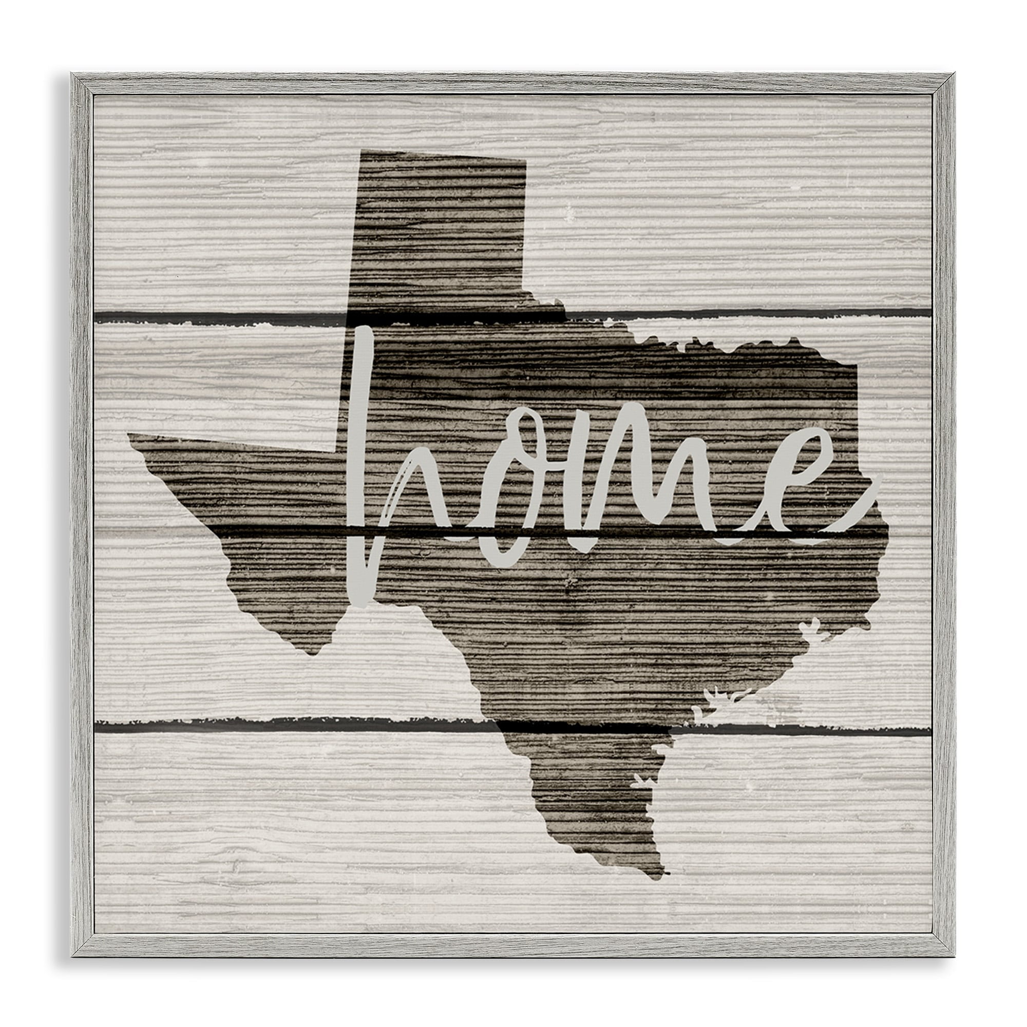 Stupell Industries Texas Home Typography Map Graphic Art Gray Framed Art Print Wall Art, 12x12, by Daphne Polselli