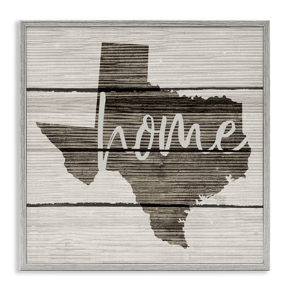 Stupell Industries Texas Home Typography Map Graphic Art Gray Framed Art Print Wall Art, 12x12, by Daphne Polselli