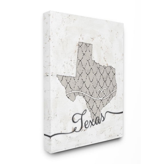 Stupell Industries Texas Patterned Grey US State Design Canvas Wall Art by Ziwei Li