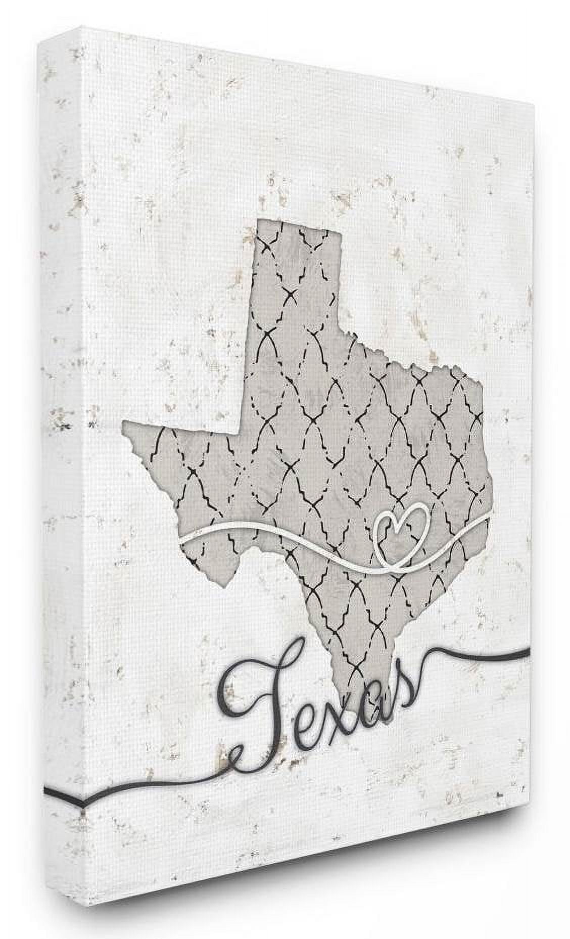 Stupell Industries Texas Patterned Grey US State Design Canvas Wall Art by Ziwei Li