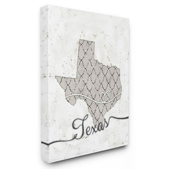 Stupell Industries Texas Patterned Grey US State Design Canvas Wall Art by Ziwei Li