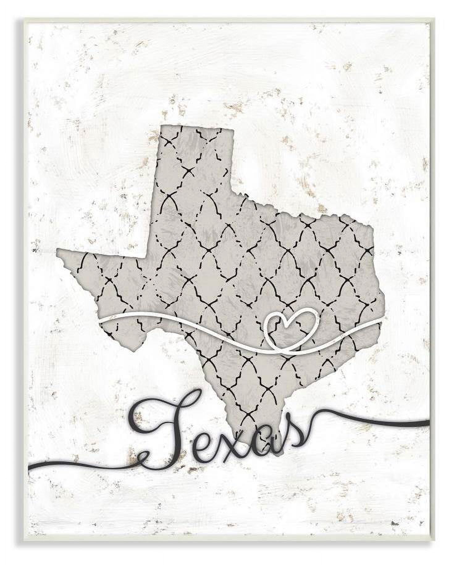 Stupell Industries Texas Patterned Grey US State Design Wall Plaque by Ziwei Li