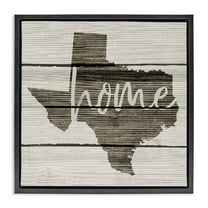Stupell Industries Texas Rustic Typography Map Town & City Painting Black Floater Framed Canvas Art Print Wall Art, 18 x 18