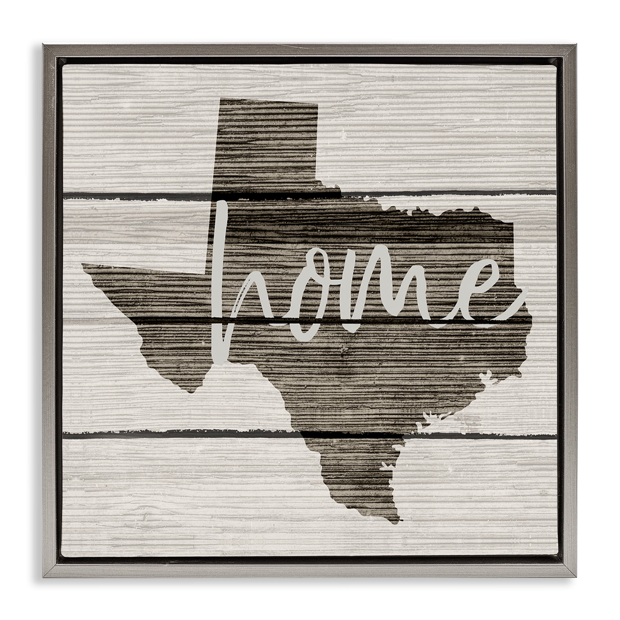 Stupell Industries Texas Rustic Typography Map Town & City Painting Gray Floater Framed Canvas Art Print Wall Art, 25 x 25