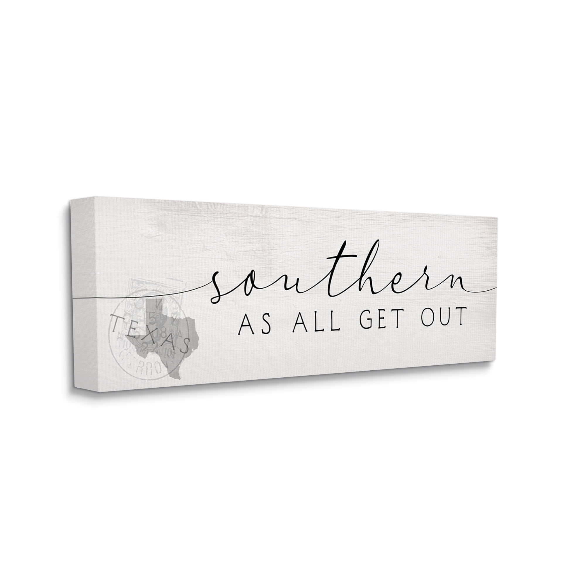 Stupell Industries Texas State Southern As All Get Out Phrase Typography Painting Gallery Wrapped Canvas Print Wall Art, 13 x 30