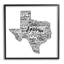Stupell Industries Texas State Typography Graphic Art Black Framed Art Print Wall Art, Design by The Saturday Evening Post
