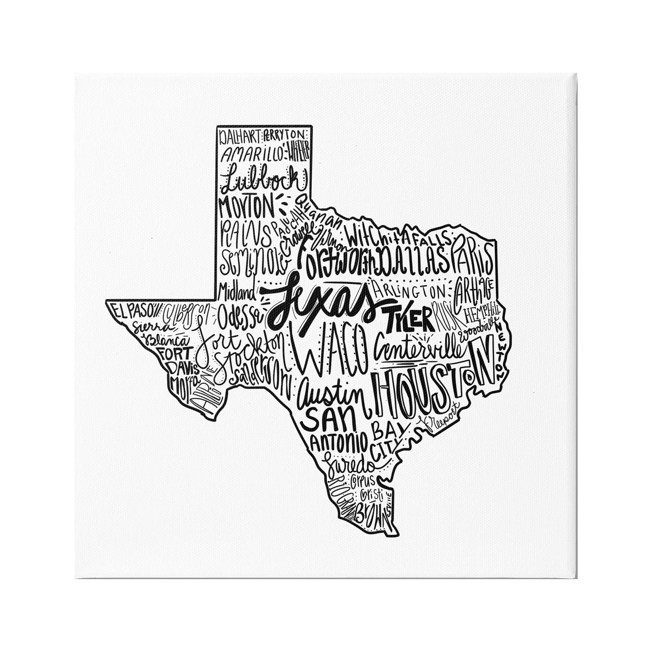 Stupell Industries Texas State Typography Graphic Art Gallery Wrapped Canvas Print Wall Art, Design by The Saturday Evening Post