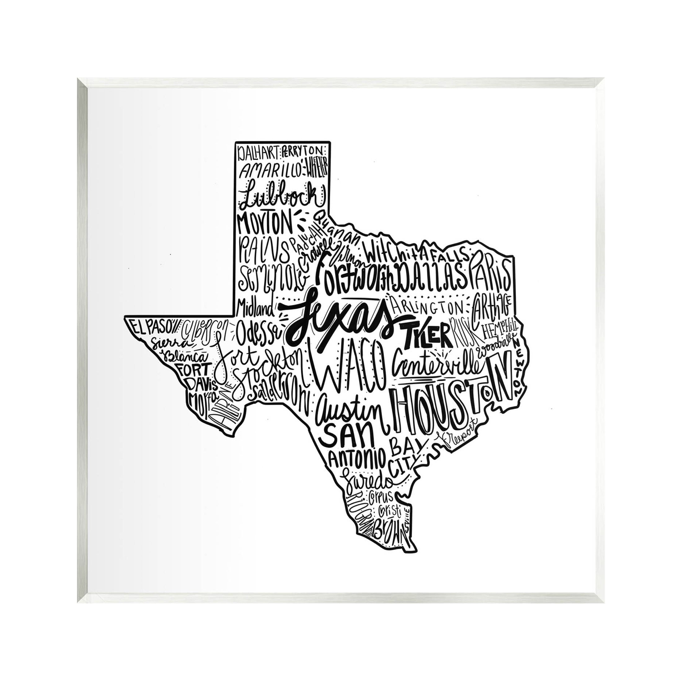Stupell Industries Texas State Typography Graphic Art Unframed Art Print Wall Art, Design by The Saturday Evening Post
