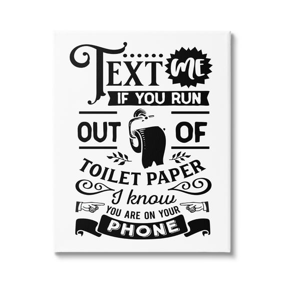 Stupell Industries Text For Toilet Paper Vintage Text Bathroom Sign Graphic Art Gallery Wrapped Canvas Print Wall Art, Design by Lettered and Lined