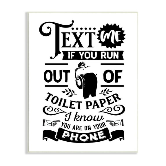 Stupell Industries Text For Toilet Paper Vintage Text Bathroom Sign Graphic Art Unframed Art Print Wall Art, Design by Lettered and Lined