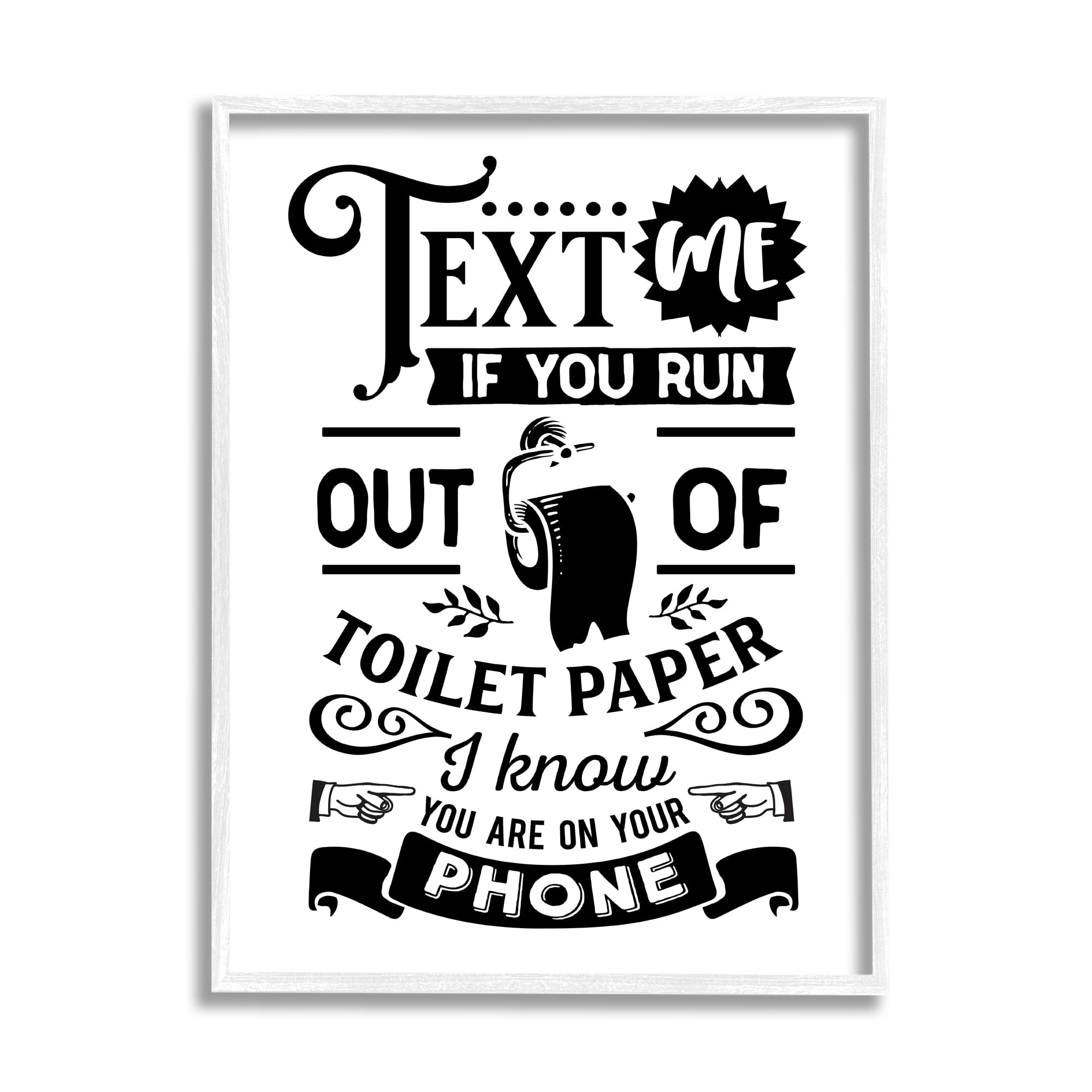 Stupell Industries Text For Toilet Paper Vintage Text Bathroom Sign Graphic Art White Framed Art Print Wall Art, Design by Lettered and Lined