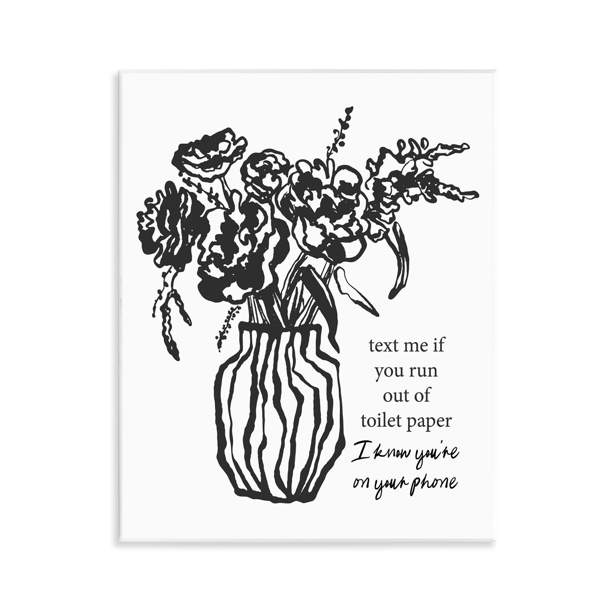 Stupell Industries Text Me Bathroom Florals Wall Plaque Art, design by Lettered and Lined