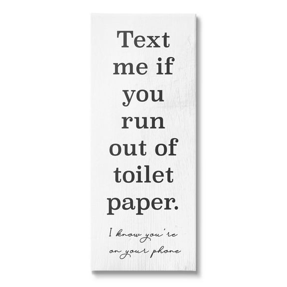 Stupell Industries Text Me Bathroom Humor Graphic Art Gallery Wrapped Canvas Print Wall Art, Design by Daphne Polselli