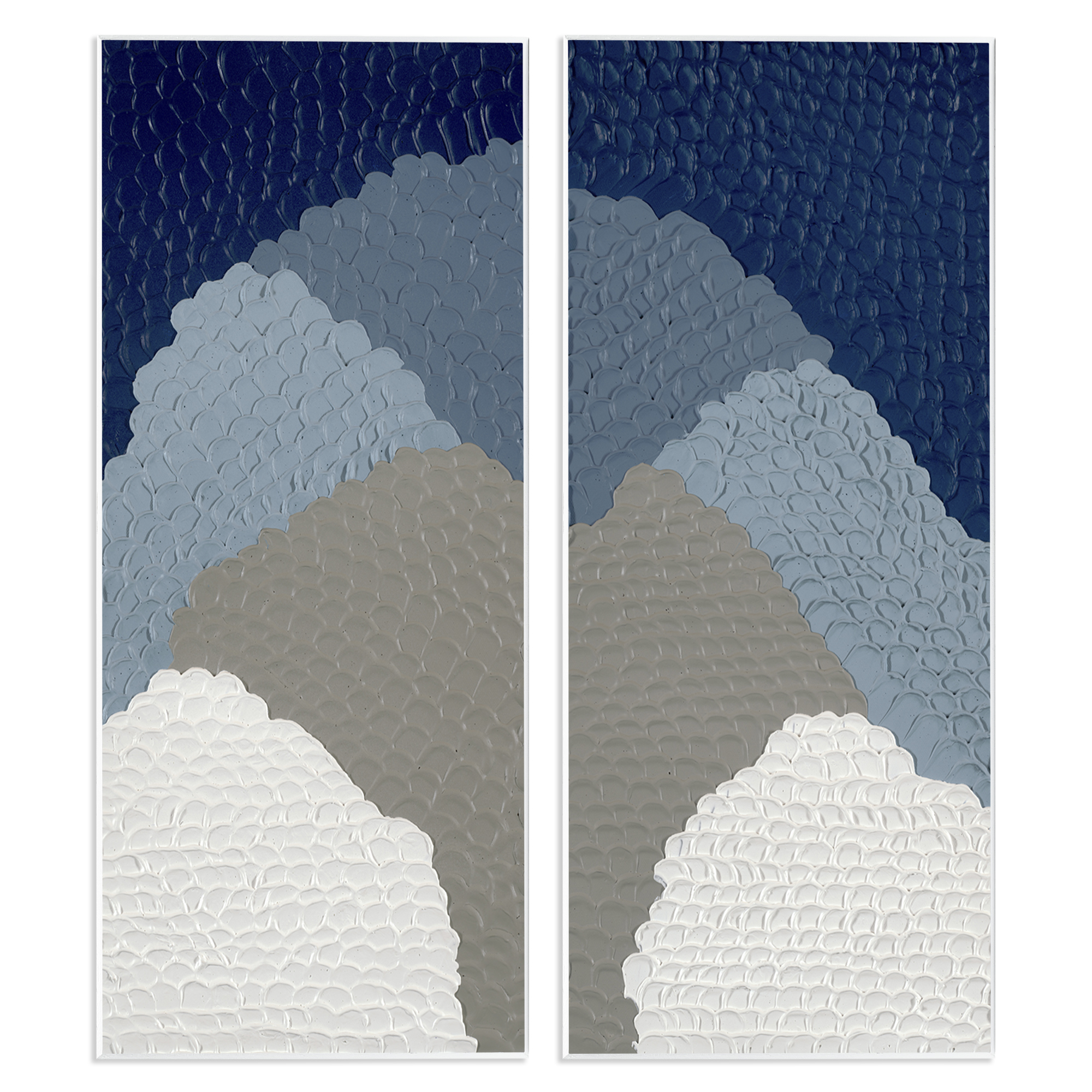 Stupell Industries Textured Blue Abstract Mountains Abstract Painting Unframed Art Print Wall Art, 7 x 17, Set of 2