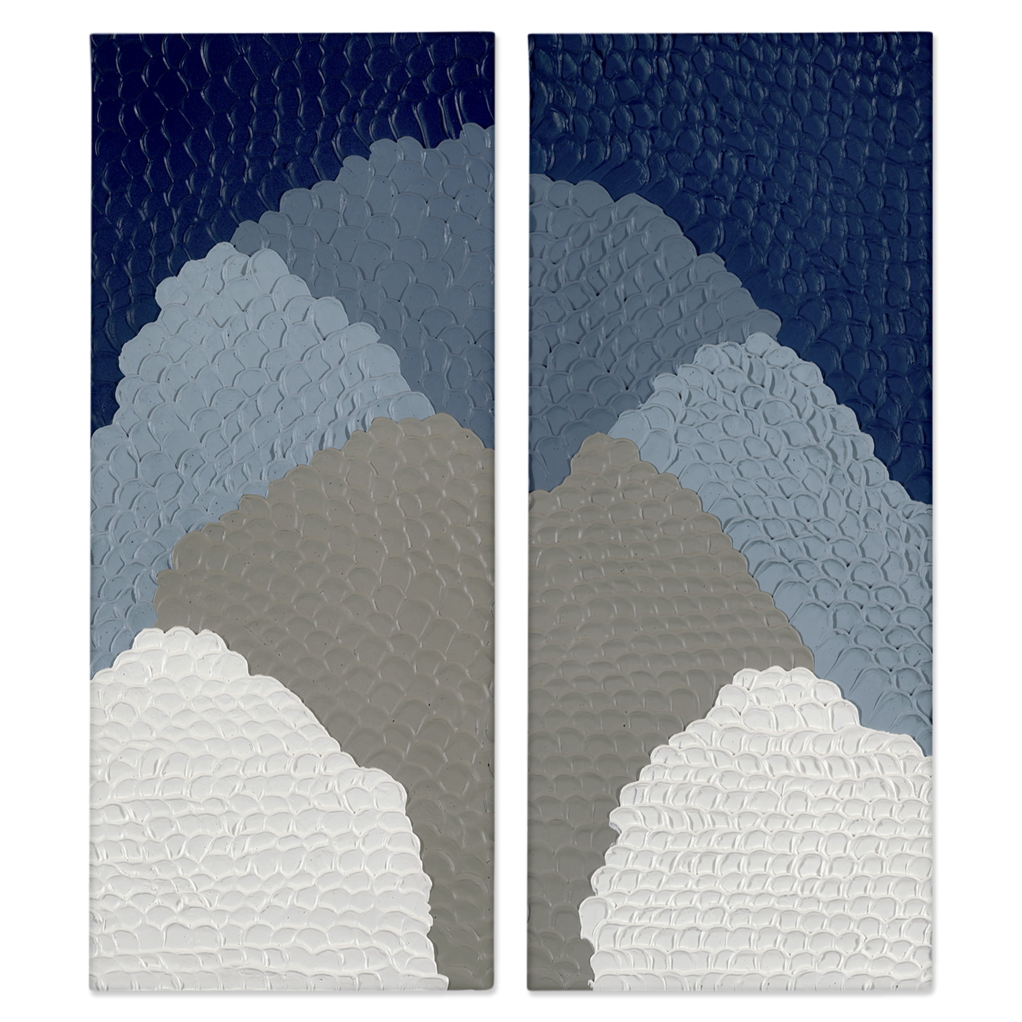 Stupell Industries Textured Blue Abstract Mountains Abstract Painting Wrapped Canvas Art Print Wall Art, 10 x 24, Set of 2