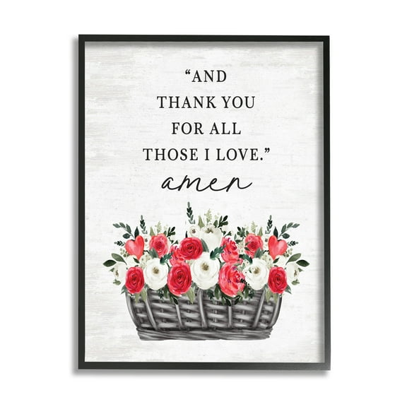 Stupell Industries Thank You Loving Rose Blooms Botanical & Floral Painting Black Framed Art Print Wall Art, 11 x 14