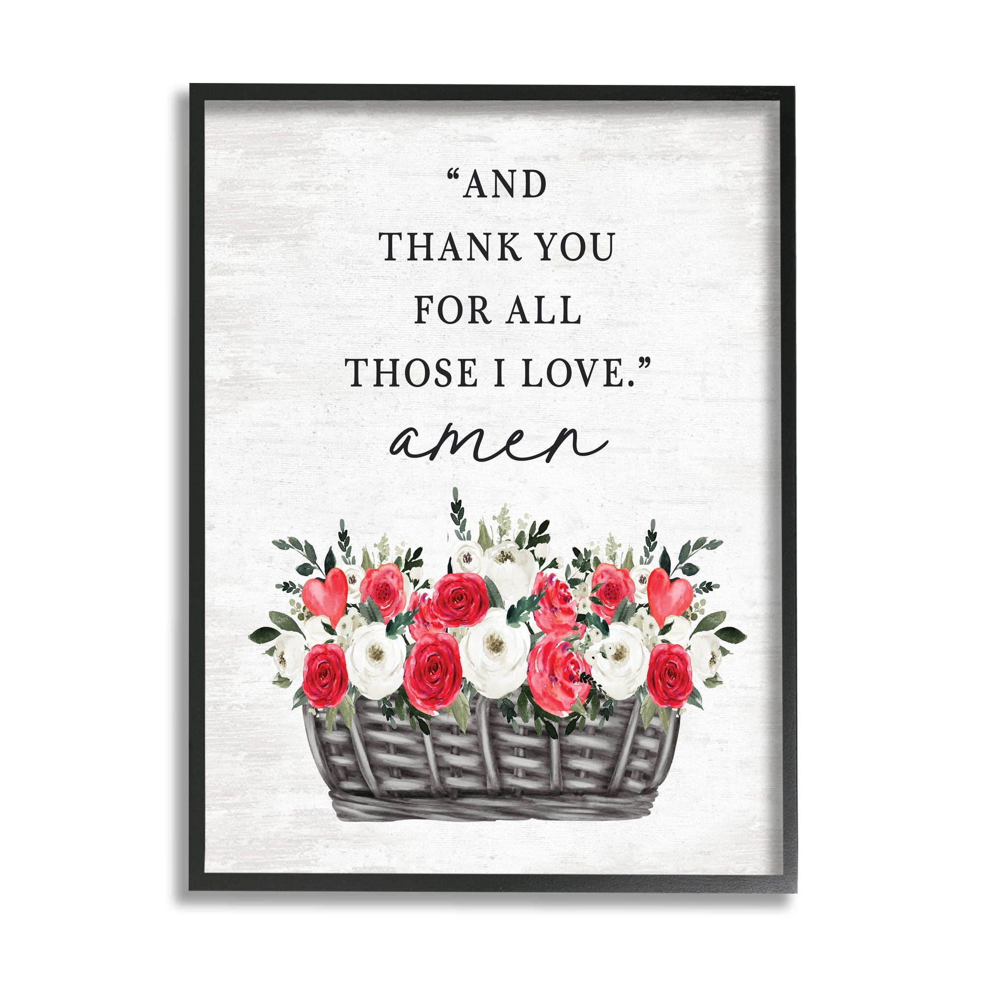 Stupell Industries Thank You Loving Rose Blooms Botanical & Floral Painting Black Framed Art Print Wall Art, 16 x 20