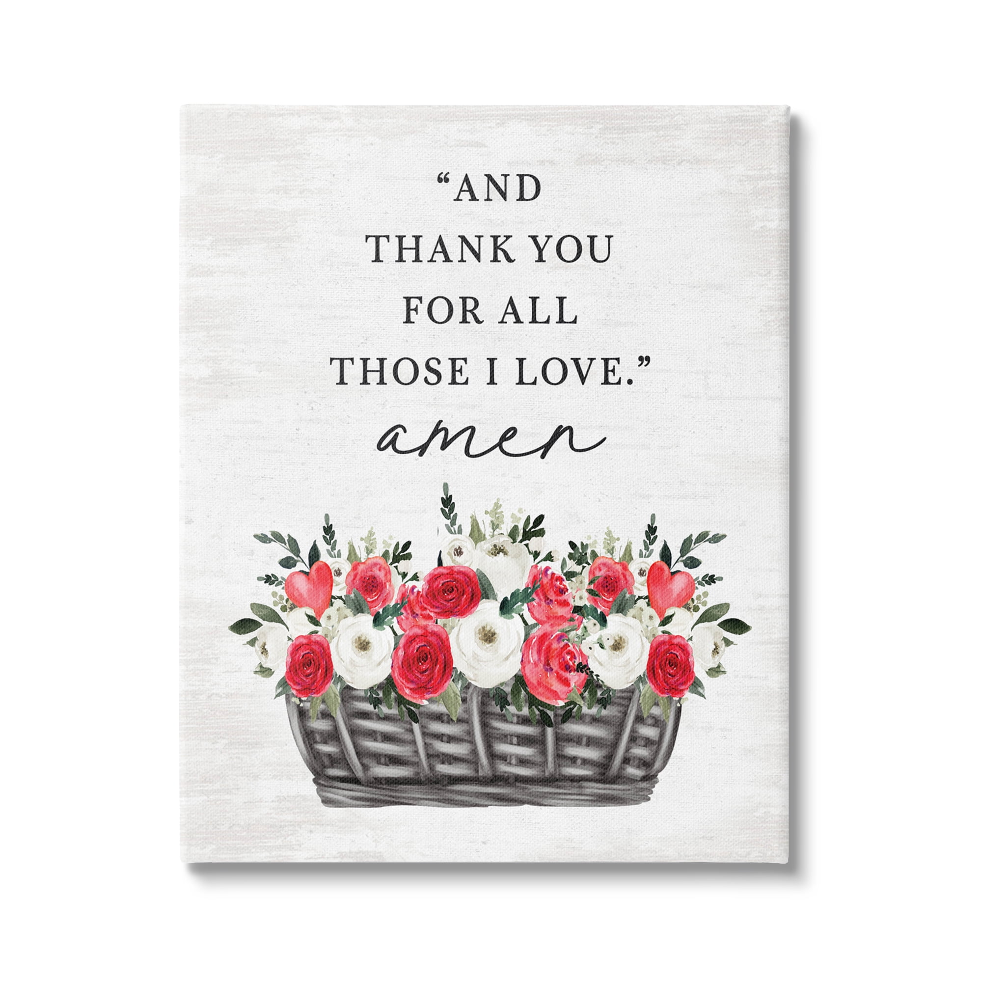 Stupell Industries Thank You Loving Rose Blooms Botanical & Floral Painting Gallery Wrapped Canvas Art Print Wall Art, 16 x 20