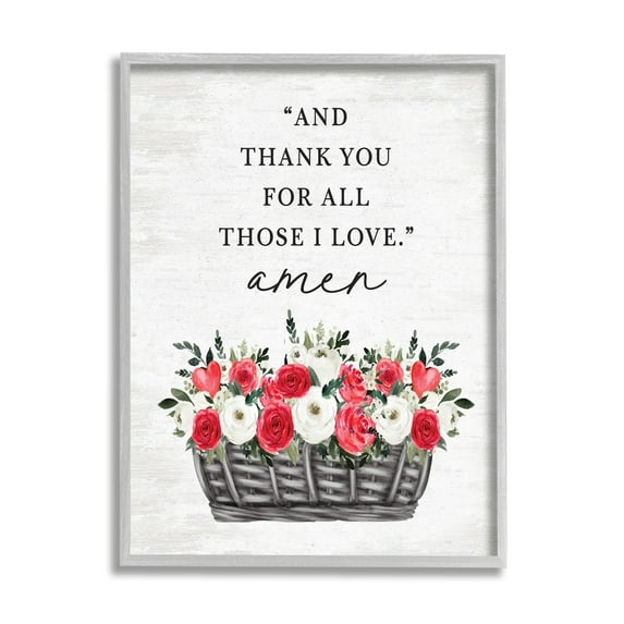 Stupell Industries Thank You Loving Rose Blooms Botanical & Floral Painting Gray Framed Art Print Wall Art, 24 x 30