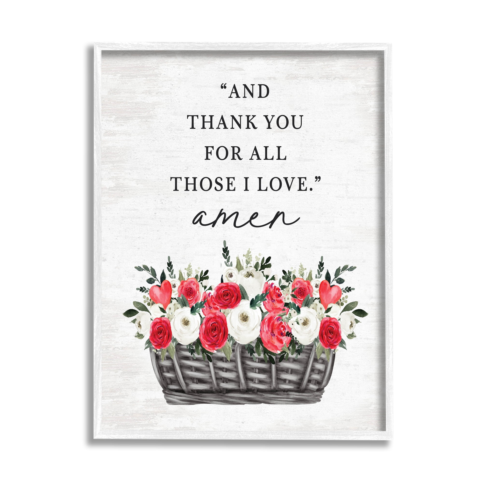 Stupell Industries Thank You Loving Rose Blooms Botanical & Floral Painting White Framed Art Print Wall Art, 11 x 14