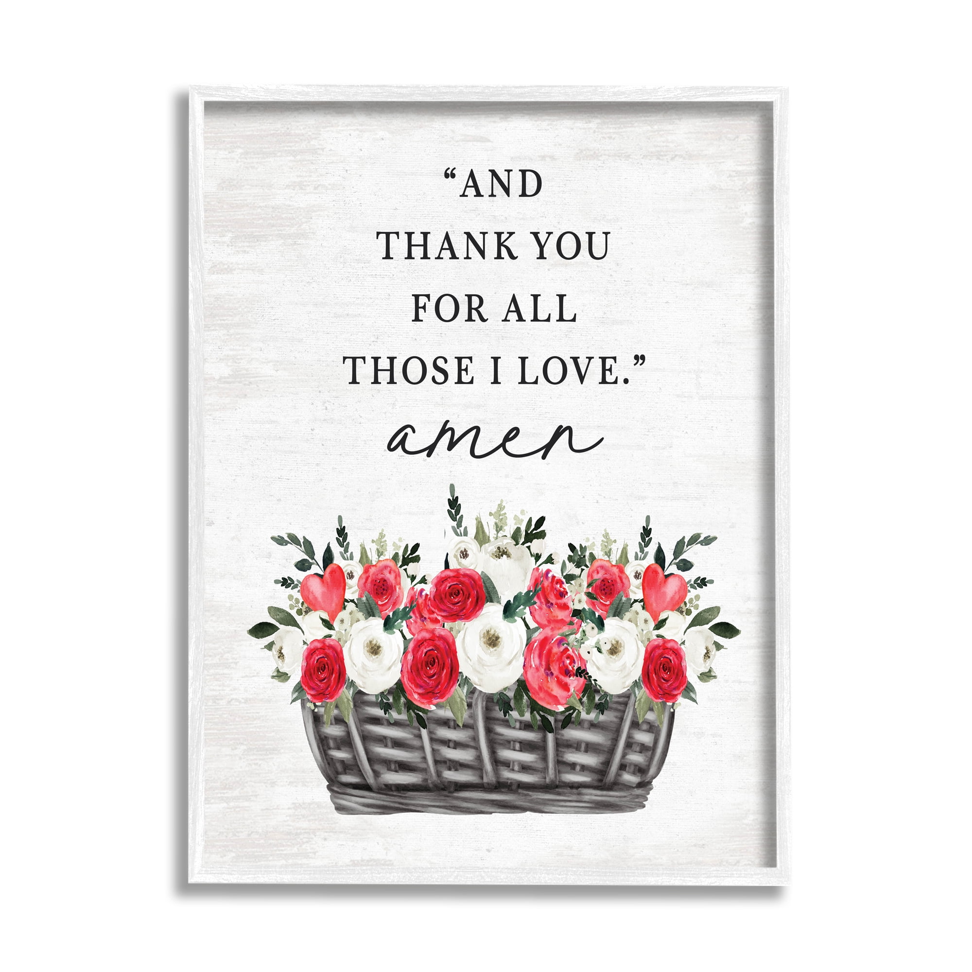 Stupell Industries Thank You Loving Rose Blooms Botanical & Floral Painting White Framed Art Print Wall Art, 24 x 30