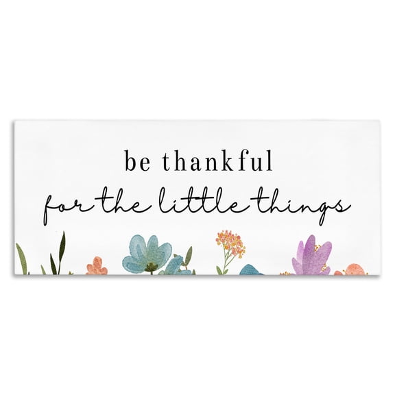 Stupell Industries Thankful For Little Things Quotes and Sayings Painting Wrapped Canvas Canvas Art Print Wall Art, 24 x 10