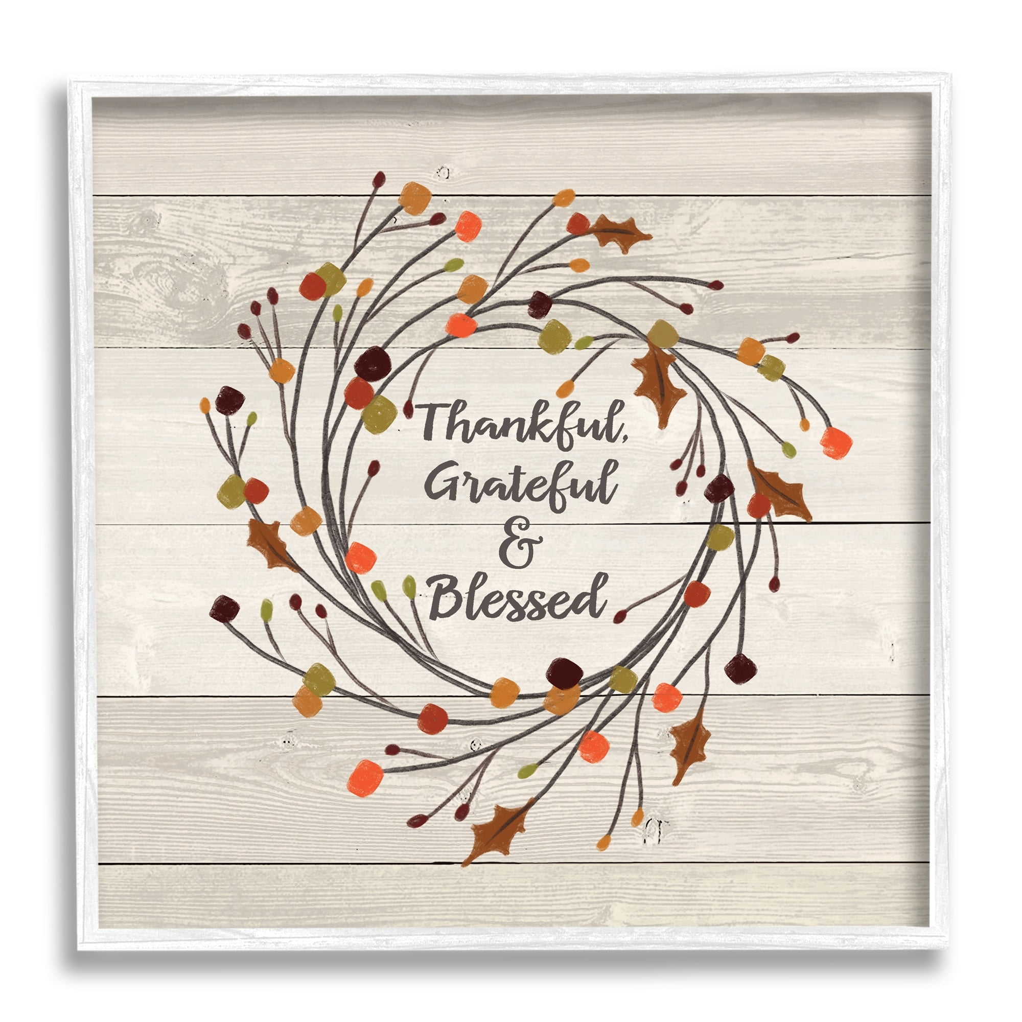 Stupell Industries Thankful Grateful and Blessed Sentiment Autumn Thistle Branches, 12 x 12, Design by Jo Moulton