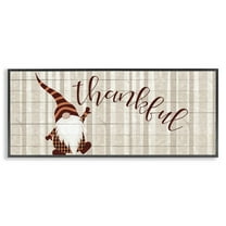 Stupell Industries Thankful Harvest Forest Gnome Fairy Tales & Fantasy Painting Black Framed Art Print Wall Art, 24 x 10