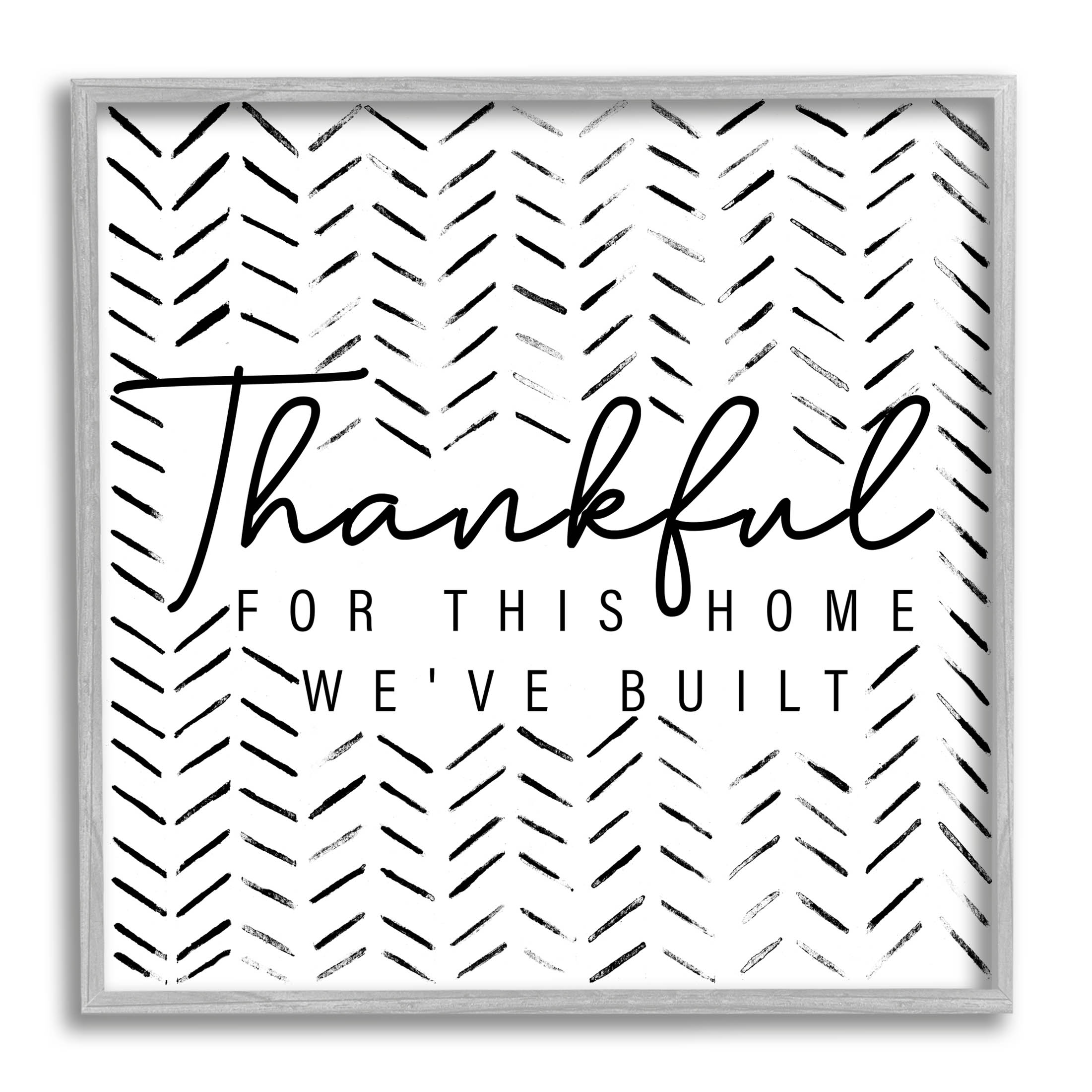 Stupell Industries Thankful Home We've Built Phrase Graphic Art Gray Framed Art Print Wall Art, Design by Janice Gaynor
