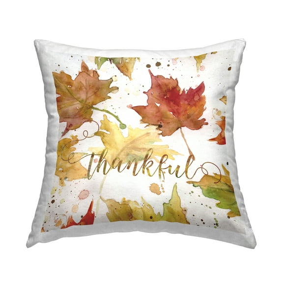 Stupell Industries Thankful Maple Leaves Square Decorative Printed Throw Pillow, 18 x 18