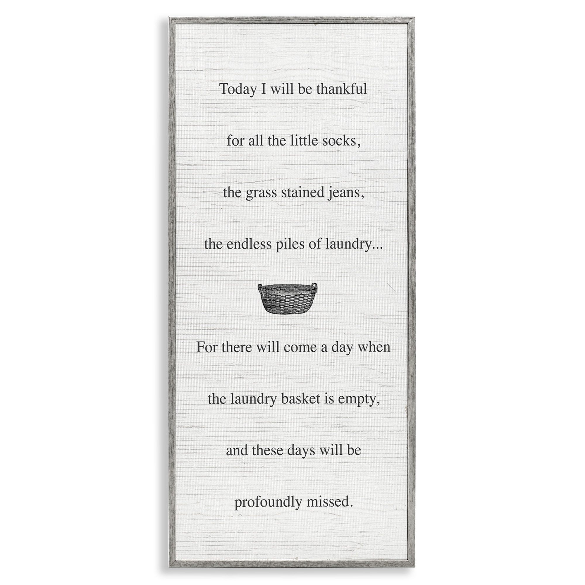 Stupell Industries Thankful Parenting Family Phrase Inspirational Painting Gray Framed Art Print Wall Art, 10 x 24
