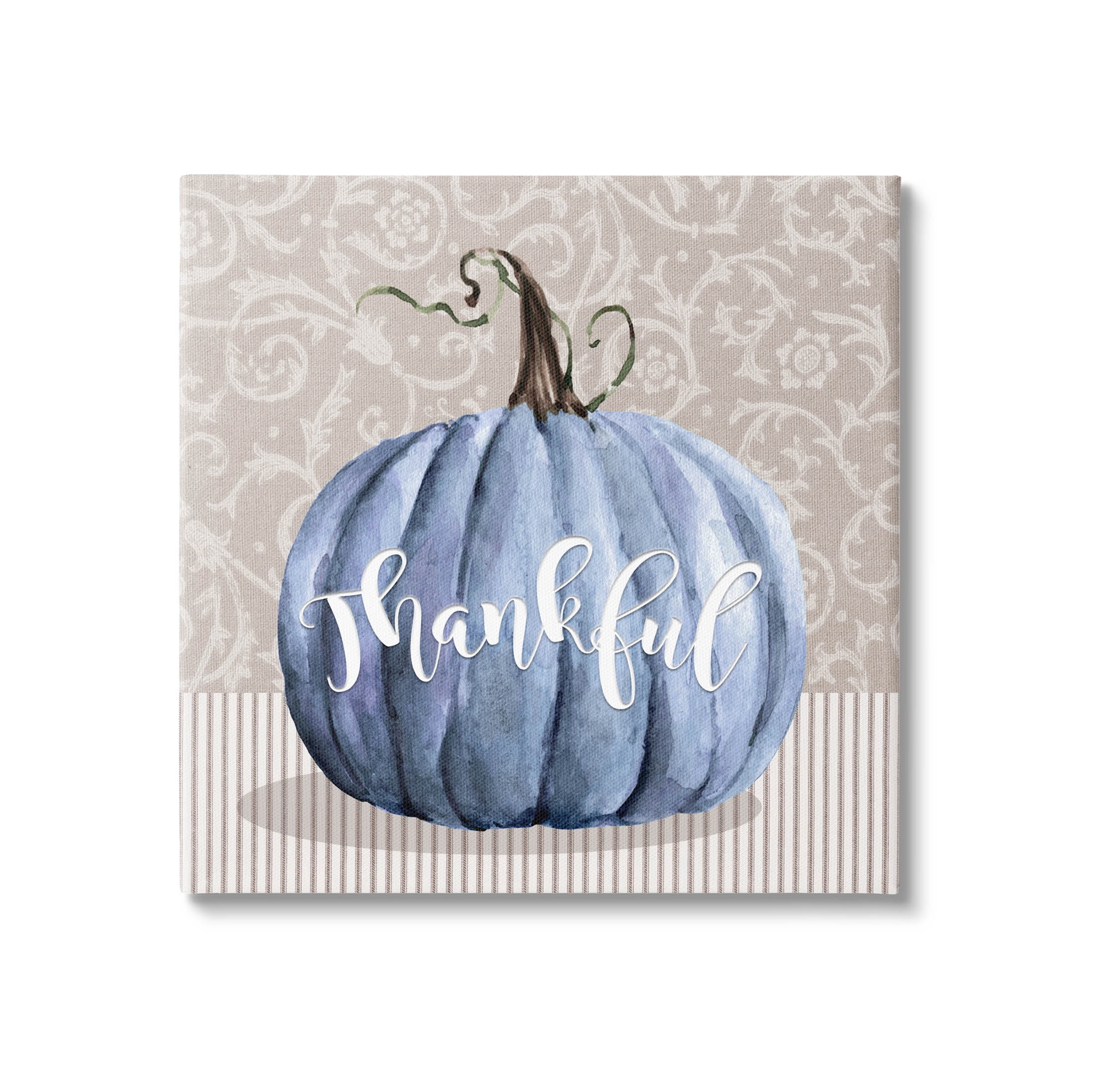 Stupell Industries Thankful Patterned Fall Pumpkin Graphic Art Gallery Wrapped Canvas Print Wall Art, Design by Livi Finn