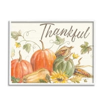 Stupell Industries Thankful Sentiment Autumn Pumpkin Corn Harvest, 11 x 14, Design by Silvia Vassileva