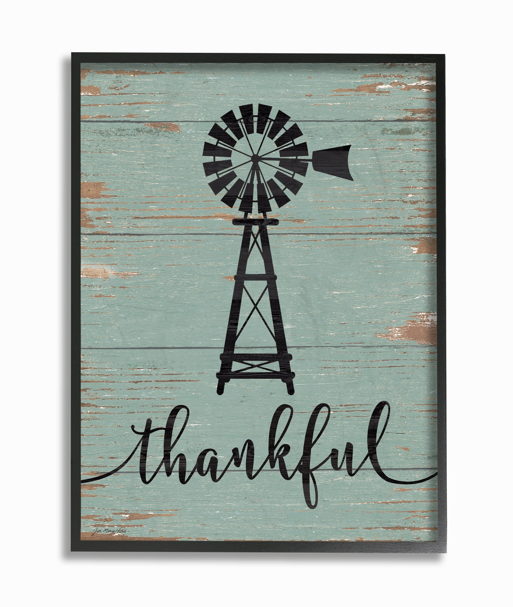 Stupell Industries Thankful Vintage Windmill 24 in x 30 in Framed Painting Art Prints, by Stupell Home Décor
