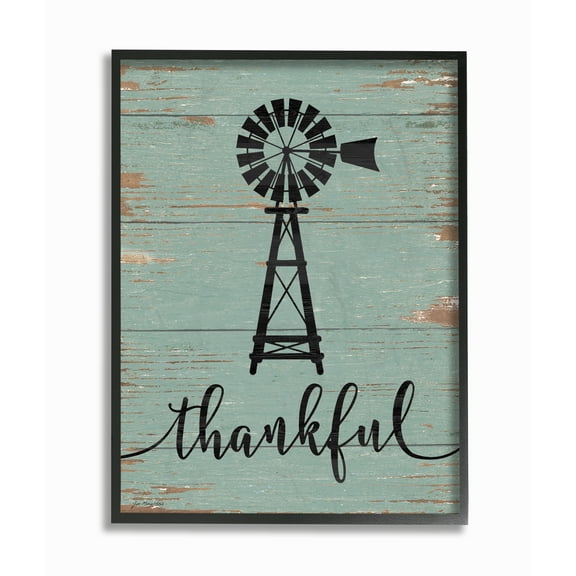 Stupell Industries Thankful Vintage Windmill 24 in x 30 in Framed Painting Art Prints, by Stupell Home Décor