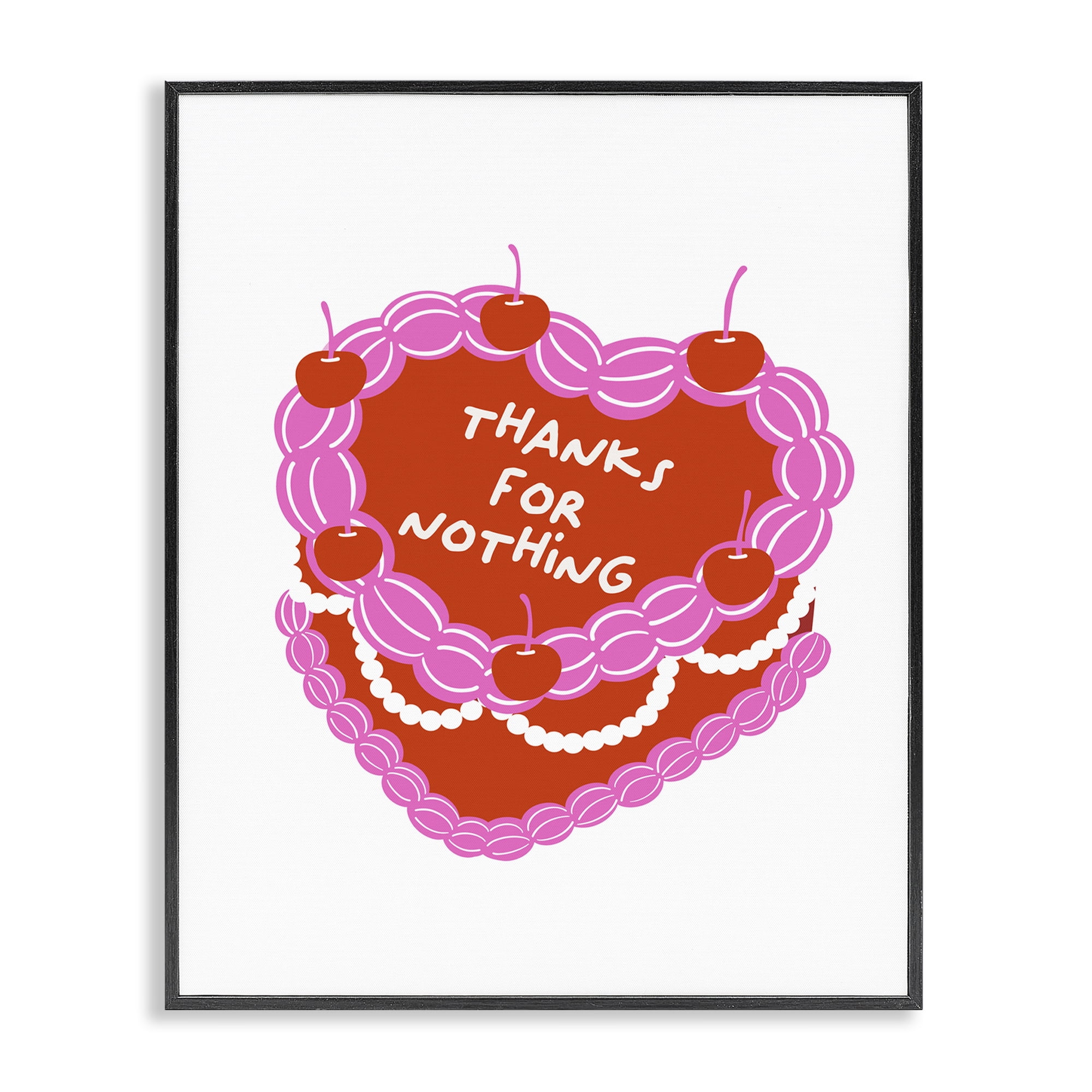Stupell Industries Thanks For Nothing Cake Food & Beverage Painting Black Framed Art Print Wall Art, 11 x 14
