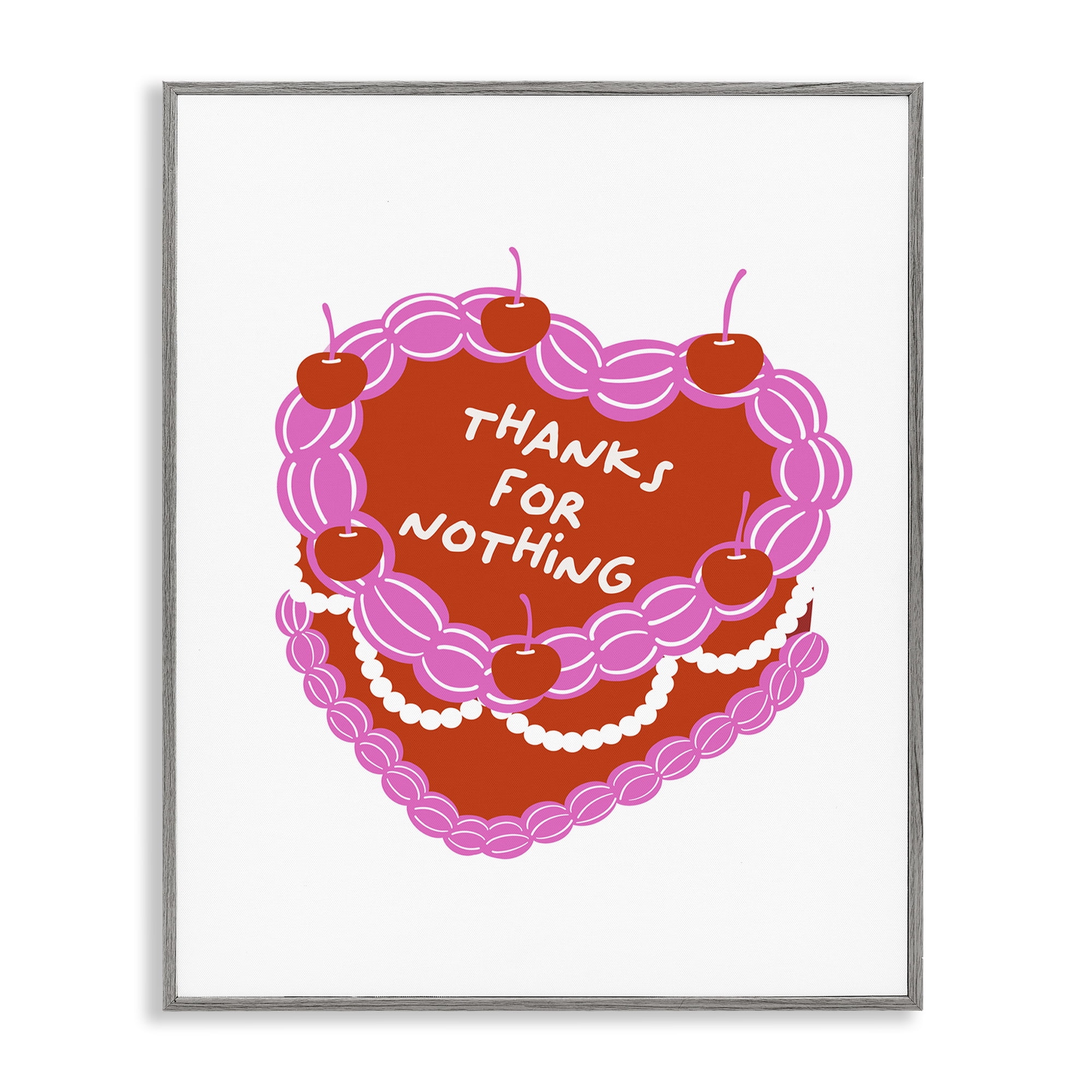 Stupell Industries Thanks For Nothing Cake Food & Beverage Painting Gray Framed Art Print Wall Art, 16 x 20