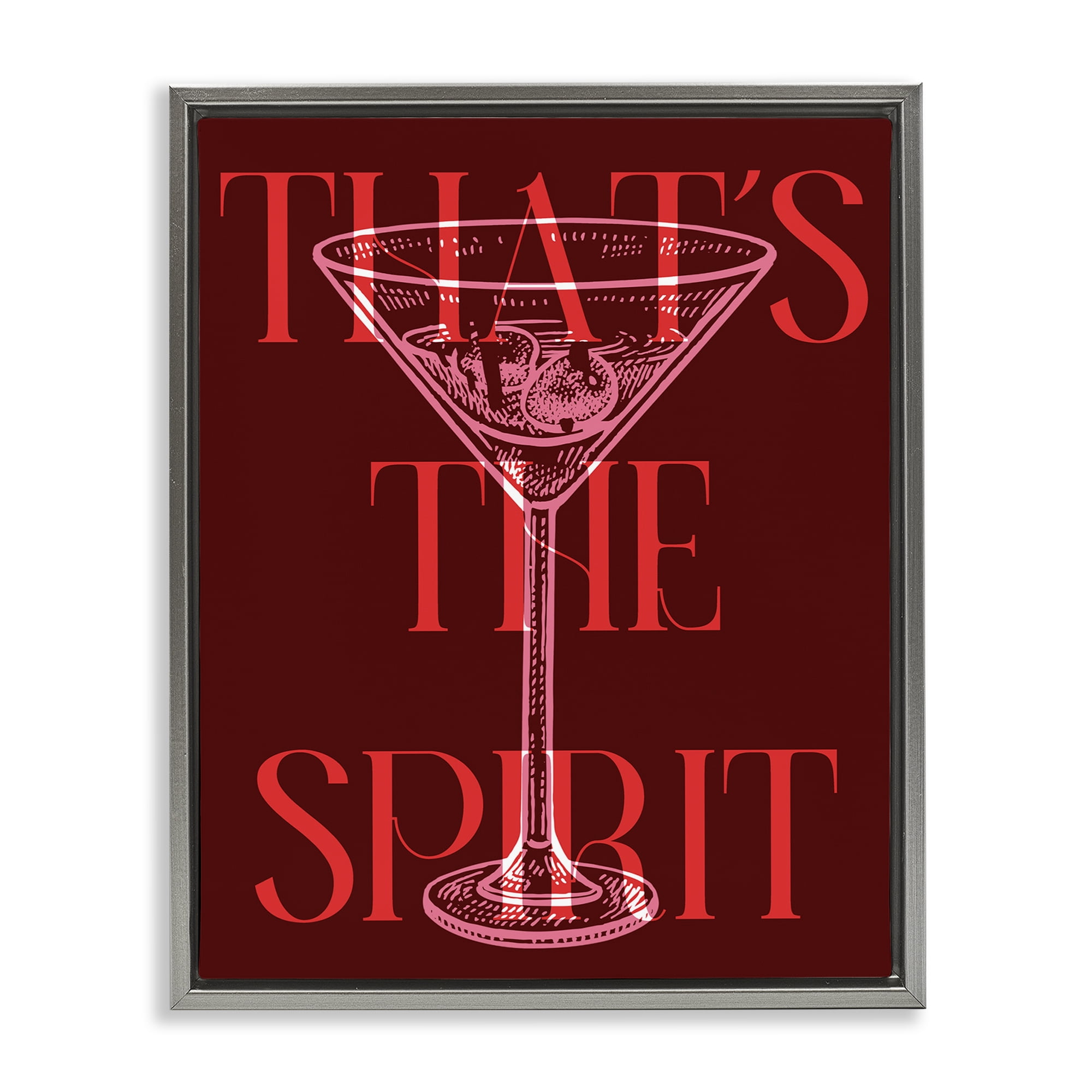 Stupell Industries That's The Spirit Martini Food & Beverage Painting Gray Floater Framed Art Print Wall Art, 17 x 21