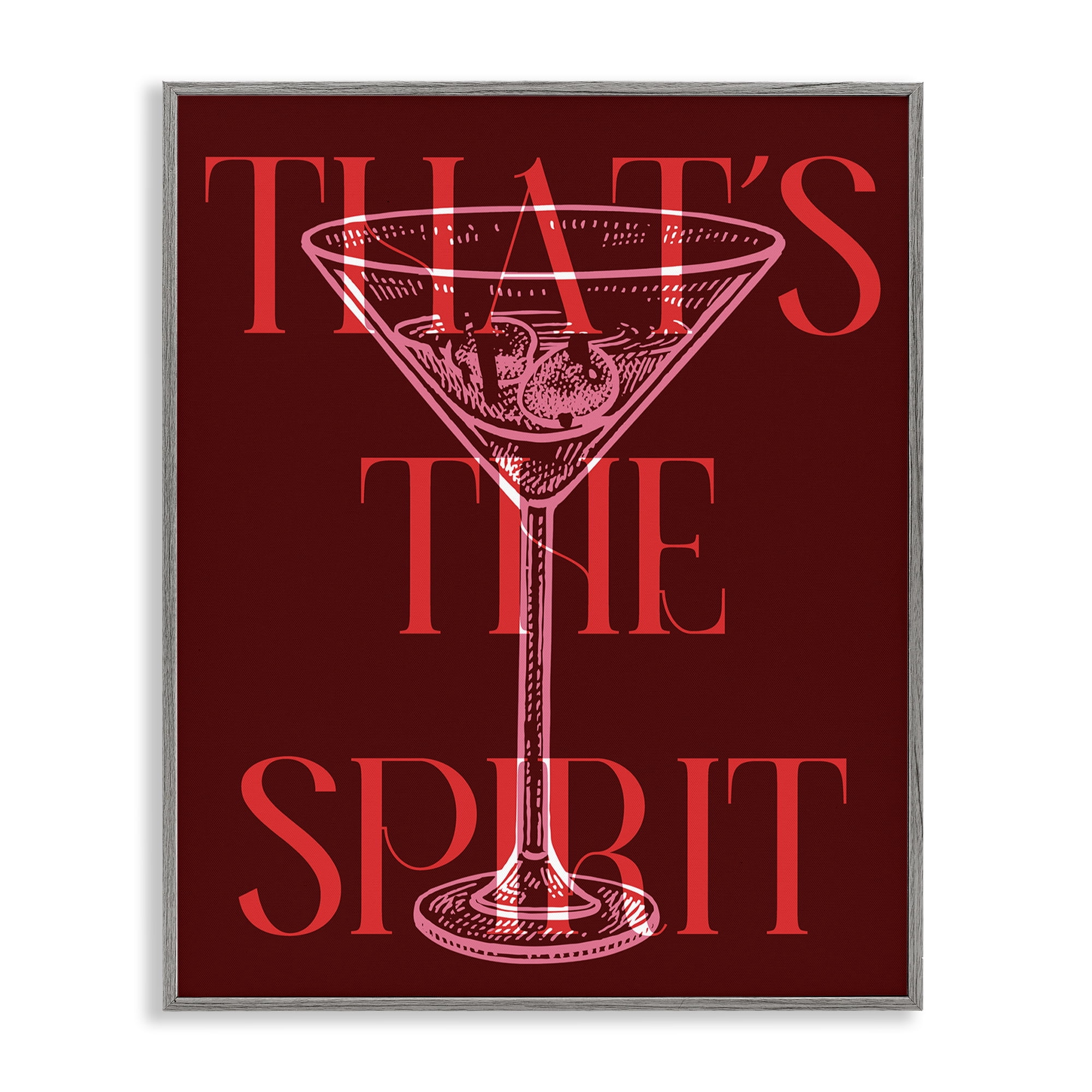 Stupell Industries That's The Spirit Martini Food & Beverage Painting Gray Framed Art Print Wall Art, 24 x 30