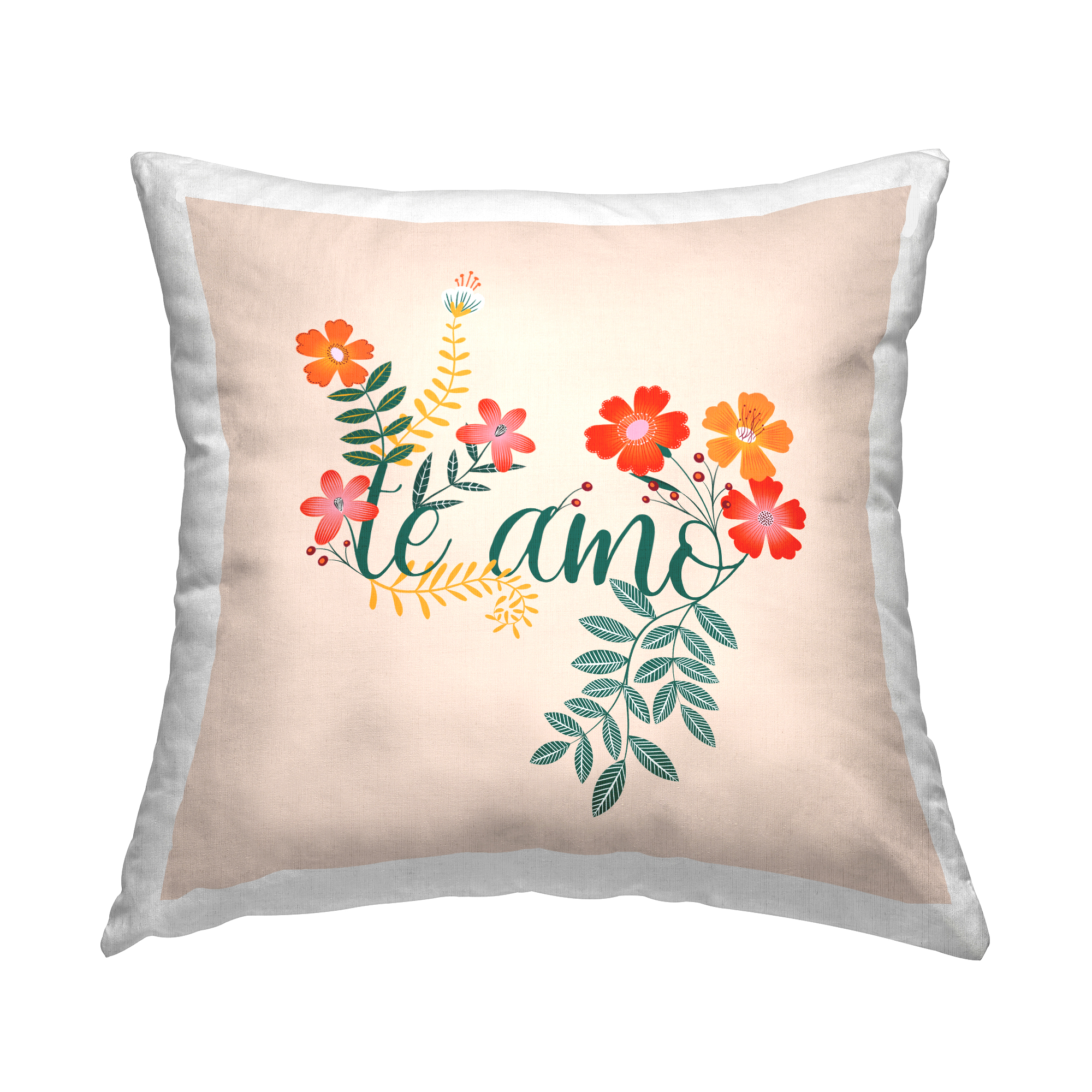Stupell Industries The Amo Romantic Botanical Flower Blossoms Saying Design by Grace Popp Throw Pillow