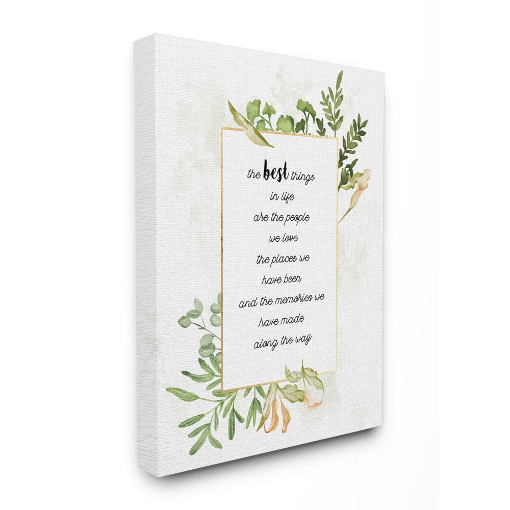 Stupell Industries The Best Things Green Gold Watercolor Inspirational Word Design Canvas Wall Art by Ziwei Li