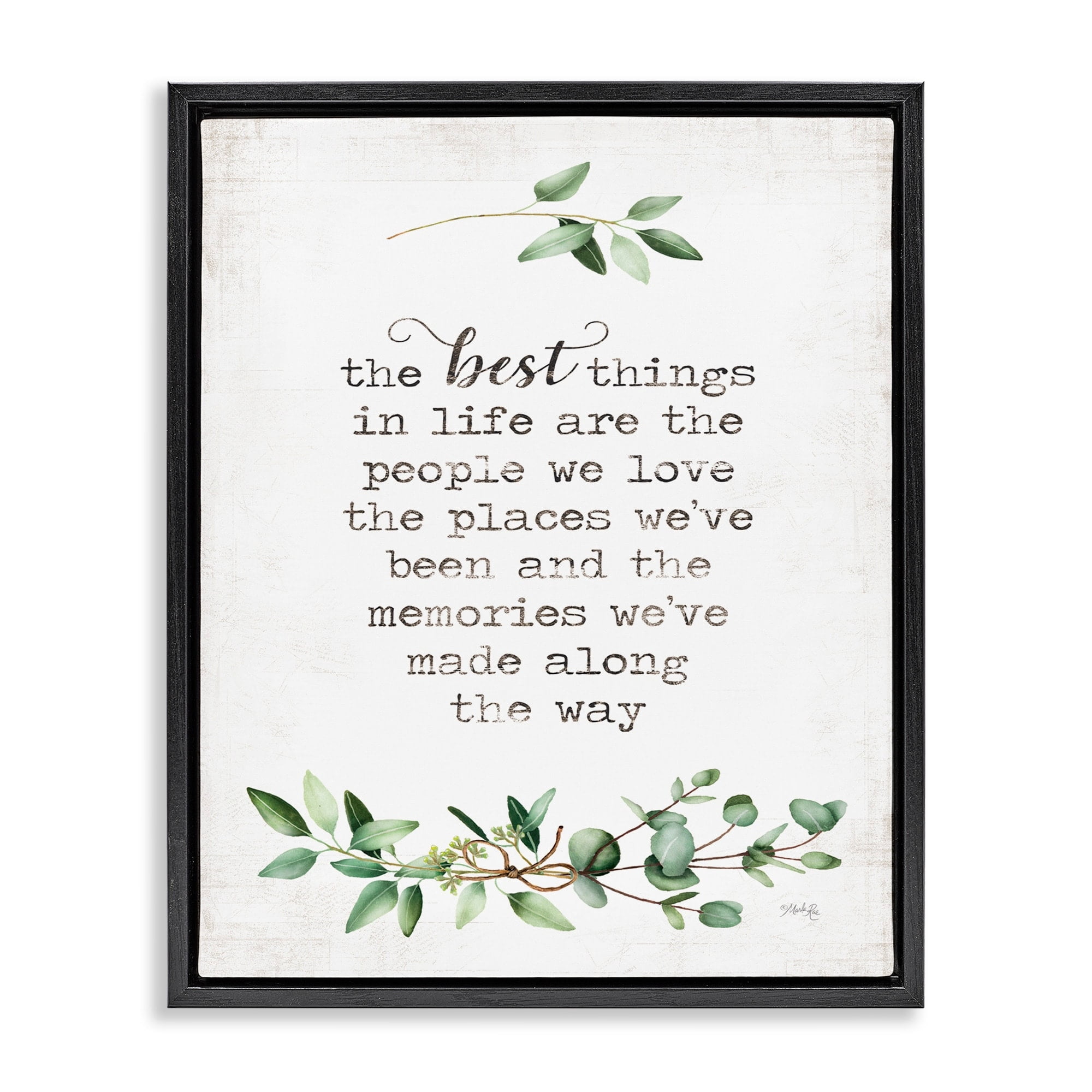 Stupell Industries The Best Things In Life Are People Plants Typography Jet Black Framed Floating Canvas Wall Art, 16x20, by Marla Rae