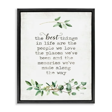 Stupell Industries The Best Things In Life Are People Plants Typography Jet Black Framed Floating Canvas Wall Art, 16x20, by Marla Rae