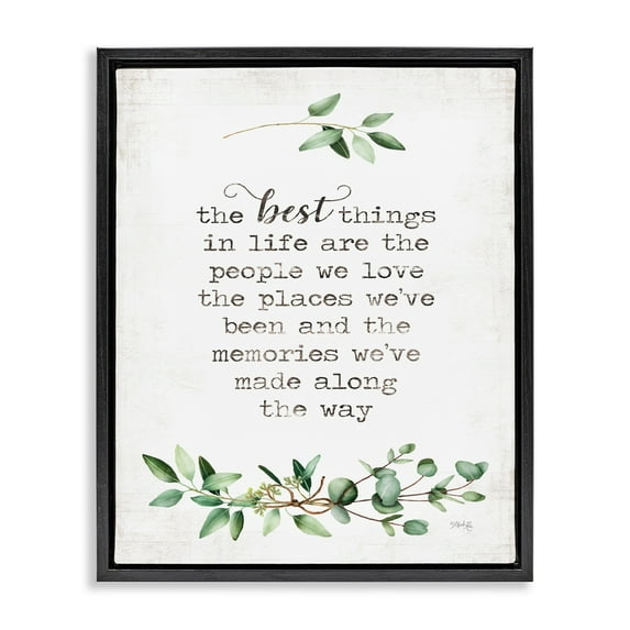 Stupell Industries The Best Things In Life Are People Plants Typography Jet Black Framed Floating Canvas Wall Art, 24x30, by Marla Rae