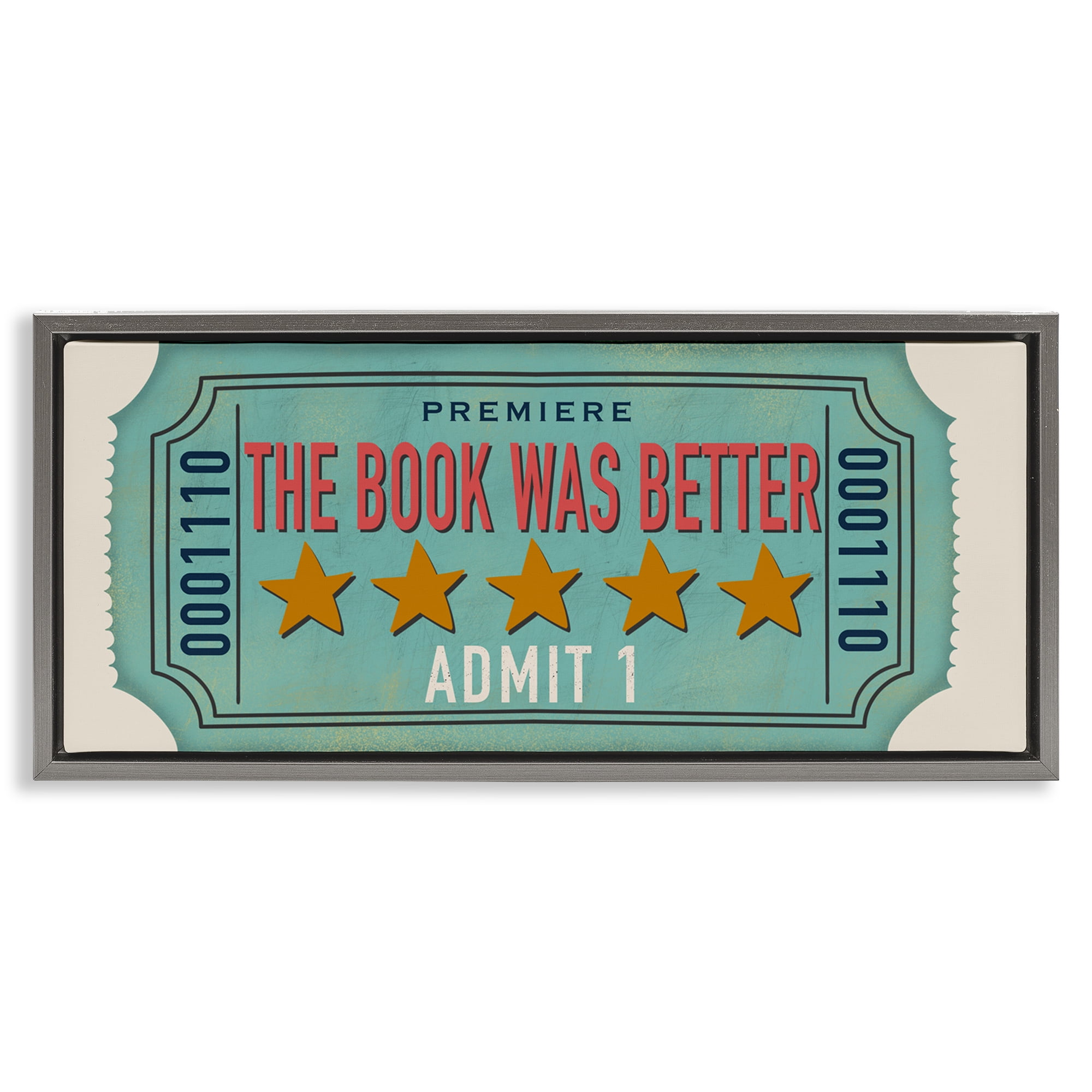 Stupell Industries The Book Was Better Gray Framed Floater Canvas Wall Art, design by Julia Frost