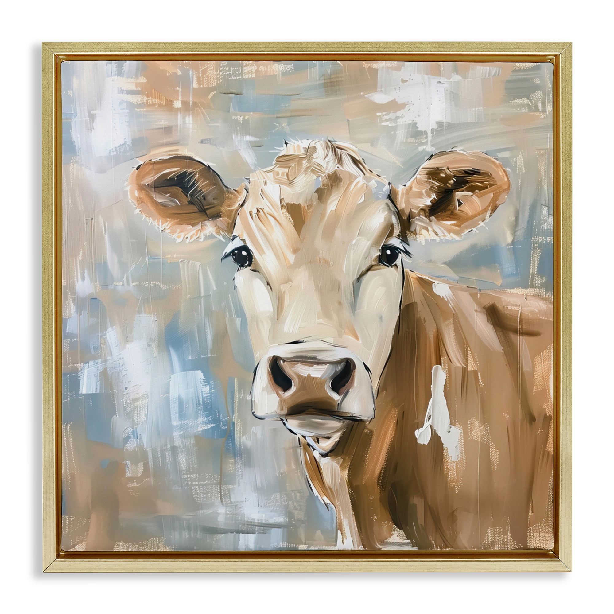 Stupell Industries The Brown Cow Abstract Gold Framed Floater Canvas Wall Art, design by Tina LeCour