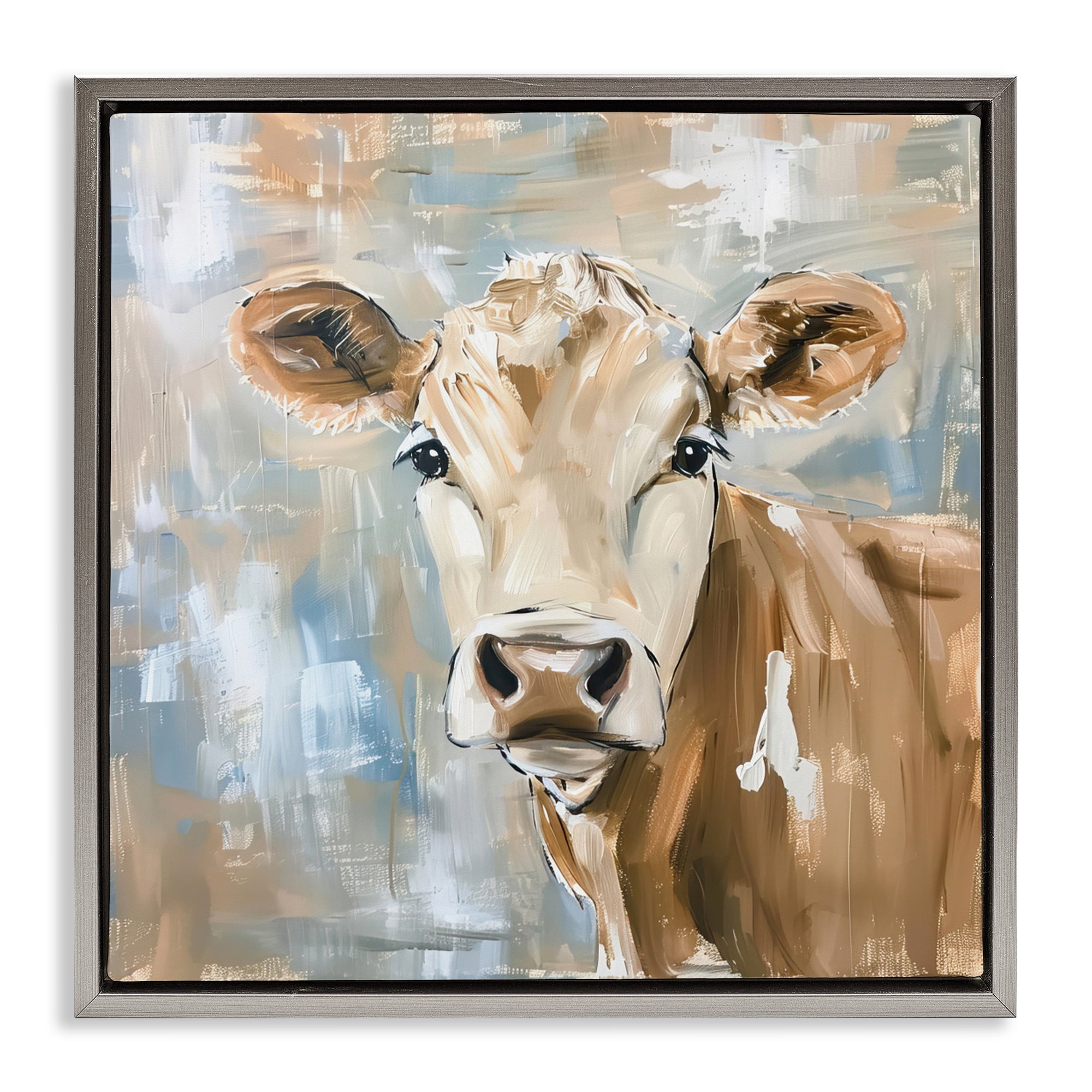 Stupell Industries The Brown Cow Abstract Gray Framed Floater Canvas Wall Art, design by Tina LeCour
